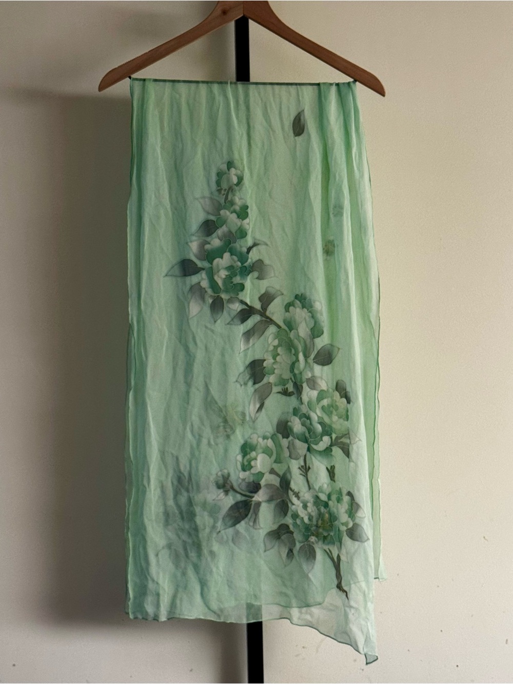 Vintage 100% Mulberry Silk Scarf Butterfly Floral